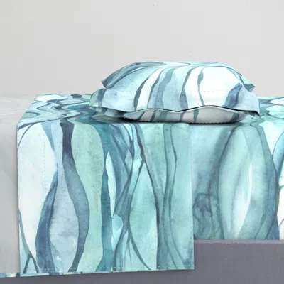 Spoonflower Blue Watercolour Ocean Waves Twin Sheet Set