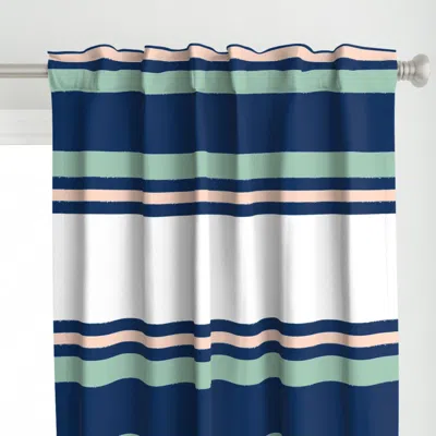 Spoonflower Blue - White - Green Curtain Panel