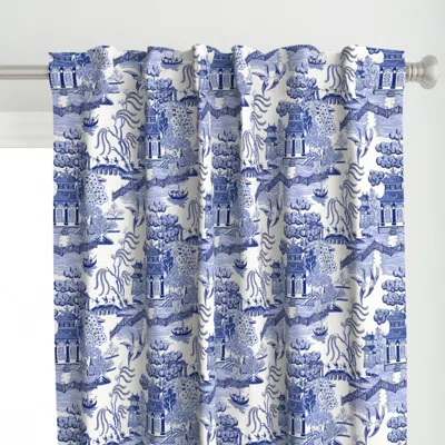 Spoonflower Blue Willow Curtain Panel