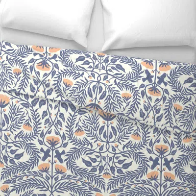Spoonflower Bluebirds In The Brush Blue Wide Cotton Sateen 3.5 oz 26" X 20" Standard Knife Edge