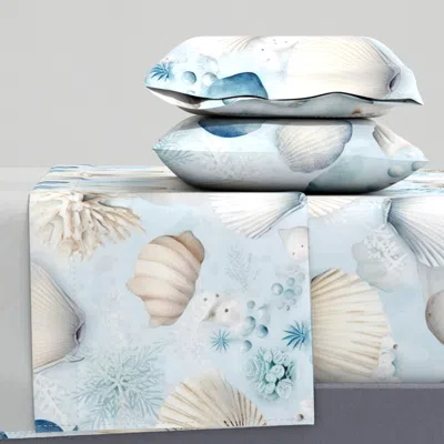 Spoonflower Blues Shells Ii Queen Sheet Set