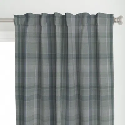 Spoonflower Bluish Green Cozy Plaid Curtain Panel