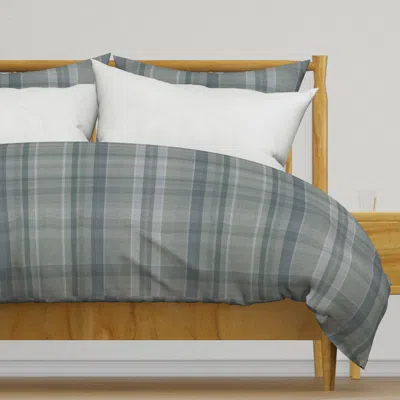 Spoonflower Bluish Green Cozy Plaid Custom Duvet Cover