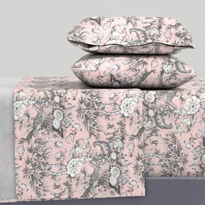 Spoonflower Blush Pheasant Floral Cal King Sheet Set