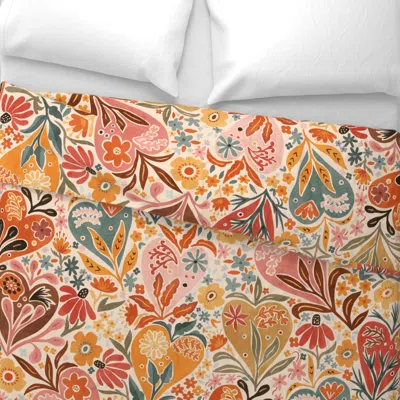 Spoonflower Bohemian Love Floral Wallpaper Scale Wide Cotton Sateen 3.5 oz 26" X 20" Standard Knife Edge