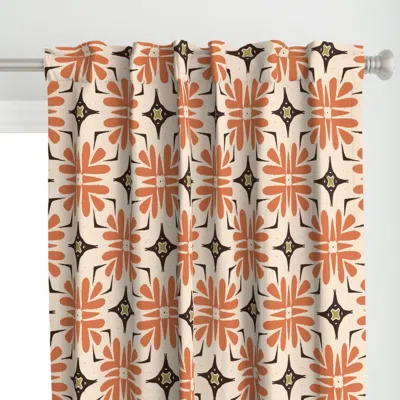 Spoonflower Bohemian Organic Tile Curtain Panel In Orange