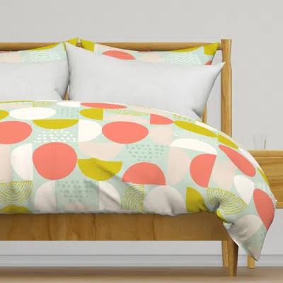 Spoonflower Boho Bauhaus Apple Green Mint Duvet Cover