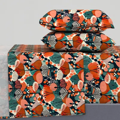 Spoonflower Bold Blossoms Queen Sheet Set