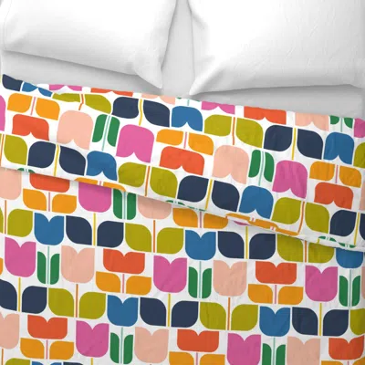 Spoonflower Bold Geometric Tulips Wide Cotton Sateen 3.5 oz 26" X 20" Standard Knife Edge
