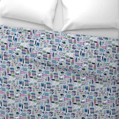 Spoonflower Book Lover - Blue Purple - Medium Scale Wide Cotton Sateen 3.5 oz 26" X 20" Standard Knife Edge
