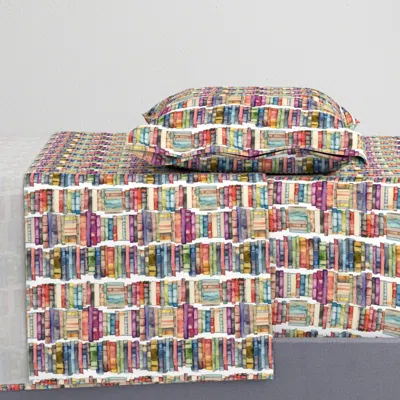 Spoonflower Book Stack 2 - Watercolor Multi Twin Sheet Set