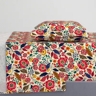 Spoonflower Botanical Block Print Twin Sheet Set