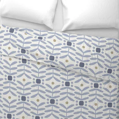 Spoonflower Botanical Diamonds Large- Soft Blue And Navy Wide Cotton Sateen 3.5 oz 26" X 20" Standard Knife Edge