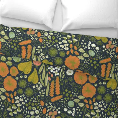 Spoonflower Botanical Sketchbook M+m Navy Black By Friztin Euro Pillow Sham