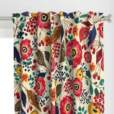 Spoonflower Botanical Wood Cut - Curtain Panel
