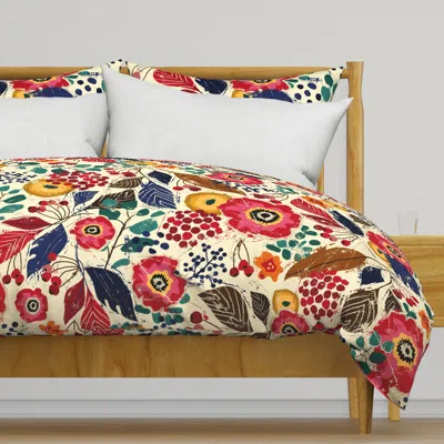 Spoonflower Botanical Wood Cut - Jumbo Duvet Cover