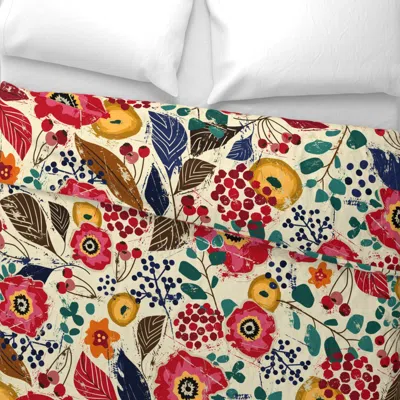 Spoonflower Botanical Wood Cut - Jumbo King Pillow Sham