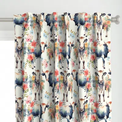 Spoonflower Bovine Blossom On Pale Curtain Panel