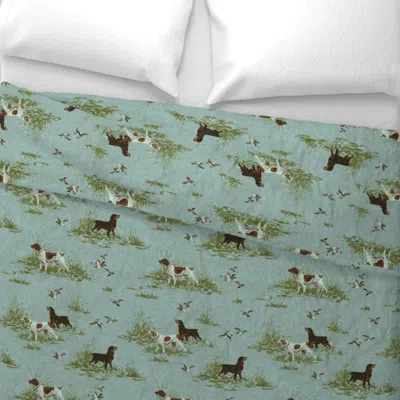 Spoonflower Boykins And Pointers On Hunt Blue Euro Pillow Sham
