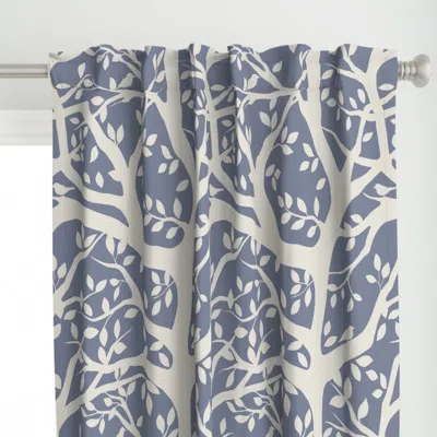 Spoonflower Branch Leaves Birds In Curtain Panel