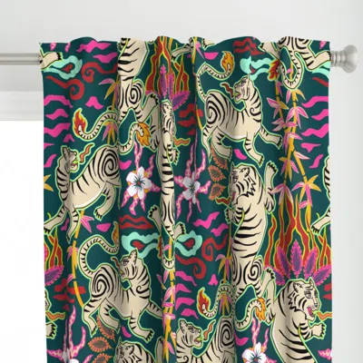Spoonflower Bright Flaming Spring Curtain Panel