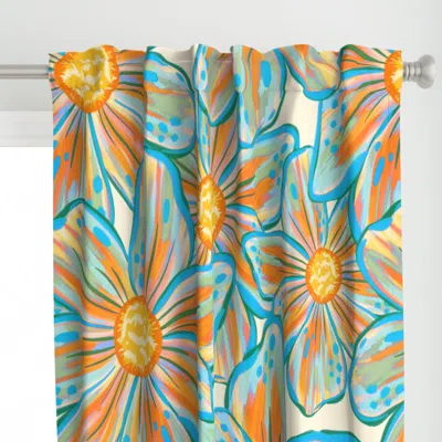 Spoonflower Bright Maximalist Florals Curtain Panel