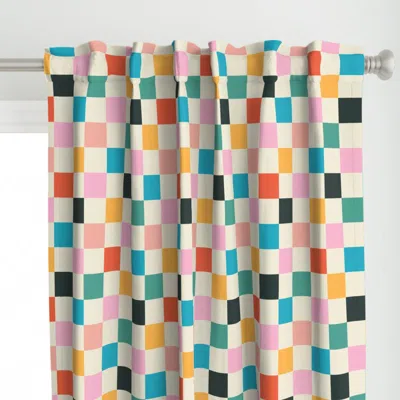 Spoonflower Bright Mid-century Checks Curtain Panel