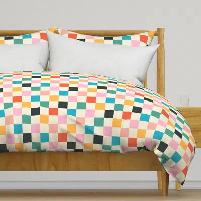 Spoonflower Bright Mid-century Checks Duvet Cover