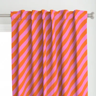 Spoonflower Bright Pink And Tangerine Curtain Panel