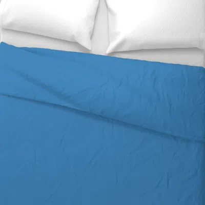 Spoonflower Bright Tropical Blue Solid - Hex 3d84b9 Wide Cotton Sateen 3.5 oz 26" X 20" Standard Knife Edge