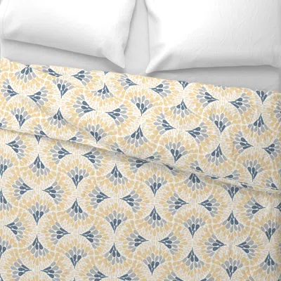 Spoonflower Bright Whimsical Scallops Tan And Dusty Blue Euro Pillow Sham