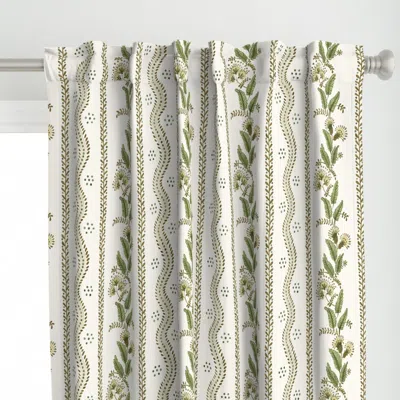 Spoonflower Brown And Greens On Cream Curtain Panel
