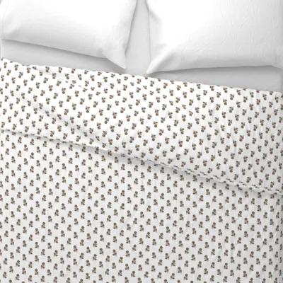 Spoonflower Brown Flowers On White Wide Cotton Sateen 3.5 oz 26" X 20" Standard Knife Edge