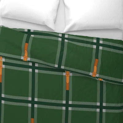 Spoonflower Buckle & Plaid (green Moss) Horizontal Wide Cotton Sateen 3.5 oz 26" X 20" Standard Knife Edge