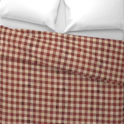 Spoonflower Buffalo Plaid Rustic Red - Medium Wide Cotton Sateen 3.5 oz 26" X 20" Standard Knife Edge