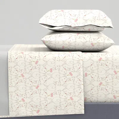 Spoonflower Bunny Tails And Cherries Cal King Sheet Set