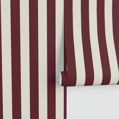Spoonflower Burgundy And Cream Classic Modern Stripes - Thick Stripe - Small Scale Performance 2' X 12'