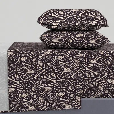 Spoonflower Buried Bones Full Sheet Set In Black