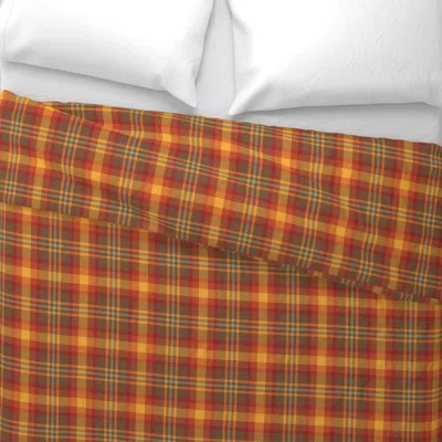 Spoonflower Burnt Butterscotch Plaid Brown And Orange With Dash Of Sage Green King Pillow Sham