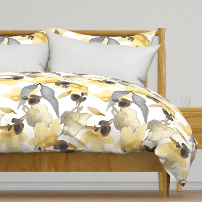 Spoonflower Bushlands-earth Duvet Cover In Yellow