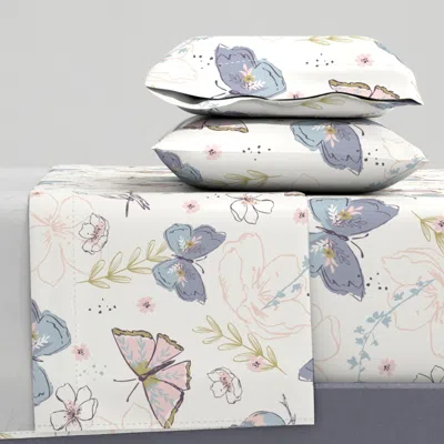 Spoonflower Butterflies And Birds Garden Nursery Girls In Pastel Colors / Large Full Sheet Set