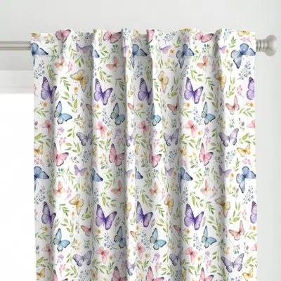 Spoonflower Butterflies Lg Girly Curtain Panel In White
