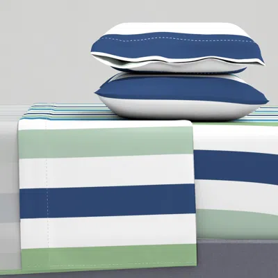 Spoonflower Cabana Stripe Blue Greens King Sheet Set