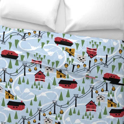 Spoonflower Cabincore In Ski Winter Wonderland Euro Pillow Sham