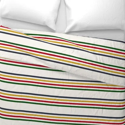Spoonflower Camp Blanket 1/2 Inch Stripes Widthwise Four Colors Wide Cotton Sateen 3.5 oz 26" X 20" Standard Kni