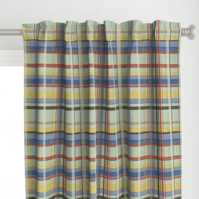 Spoonflower Camp Storm Row Plaid Lake Curtain Panel