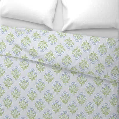 Spoonflower Campbell Bloom Grandmillenial Blue King Pillow Sham In Green