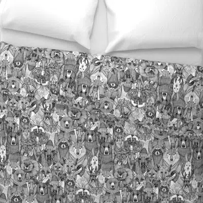Spoonflower Canadian Animals Black White Wide Cotton Sateen 3.5 oz 26" X 20" Standard Knife Edge