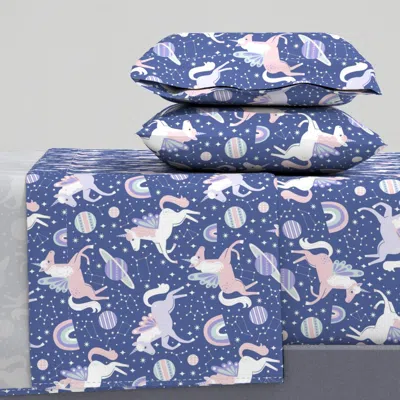 Spoonflower Candy Coated Space Unicorns Full Sheet Set