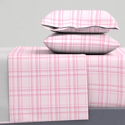 Spoonflower Candy Pink Plaid Checks For Wallpaper And  (medium) Full Sheet Set